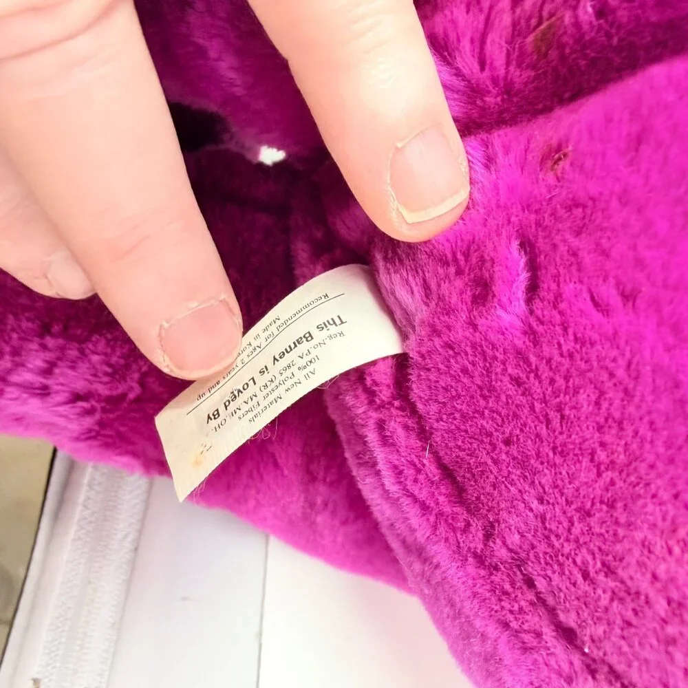 Vintage Barney Purple Dinosaur Plush Stuffed Toy 1990s Lyons Group Holiday Scarf